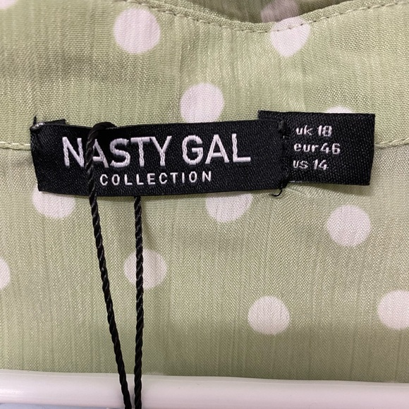 Sheer green & white polka dot blouse - Picture 3 of 5